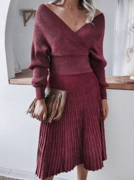 Violetta Knit Off-Shoulders Set