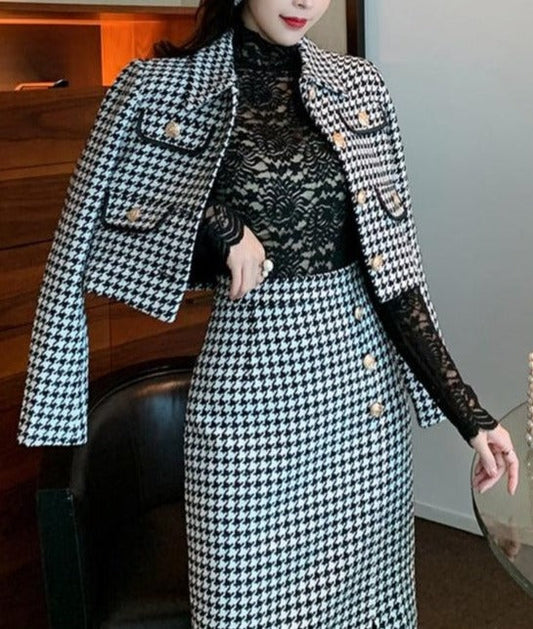 Sharon Tweed Skirt & Blazer Set