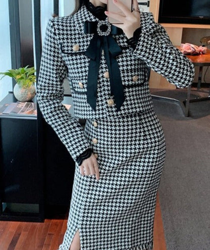 Sharon Tweed Skirt & Blazer Set
