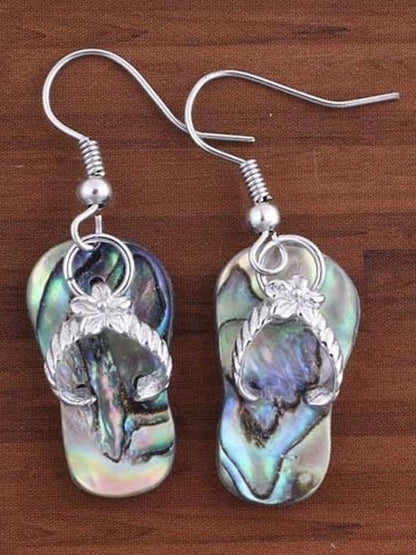 Kraft-Beads Unique Silver Plated Slipper Shape Abalone Shell Earrings For Women Fashion Jewelry