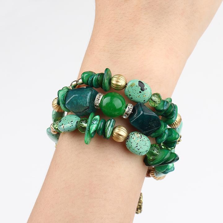 Bohemian Colorful Stone Long Bracelet Multilayer Rhinestone Bead Bracelet For Women Men