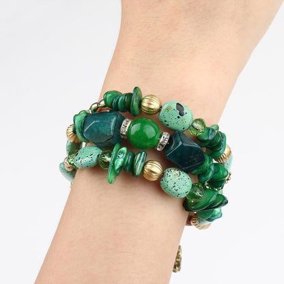 Bohemian Colorful Stone Long Bracelet Multilayer Rhinestone Bead Bracelet For Women Men