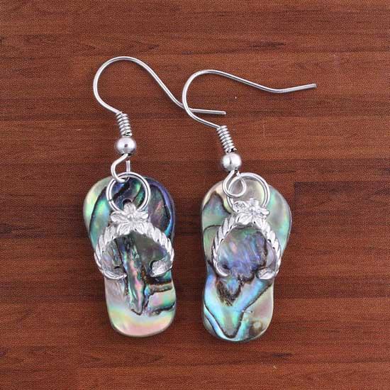 Kraft-Beads Unique Silver Plated Slipper Shape Abalone Shell Earrings For Women Fashion Jewelry