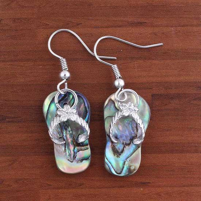 Kraft-Beads Unique Silver Plated Slipper Shape Abalone Shell Earrings For Women Fashion Jewelry