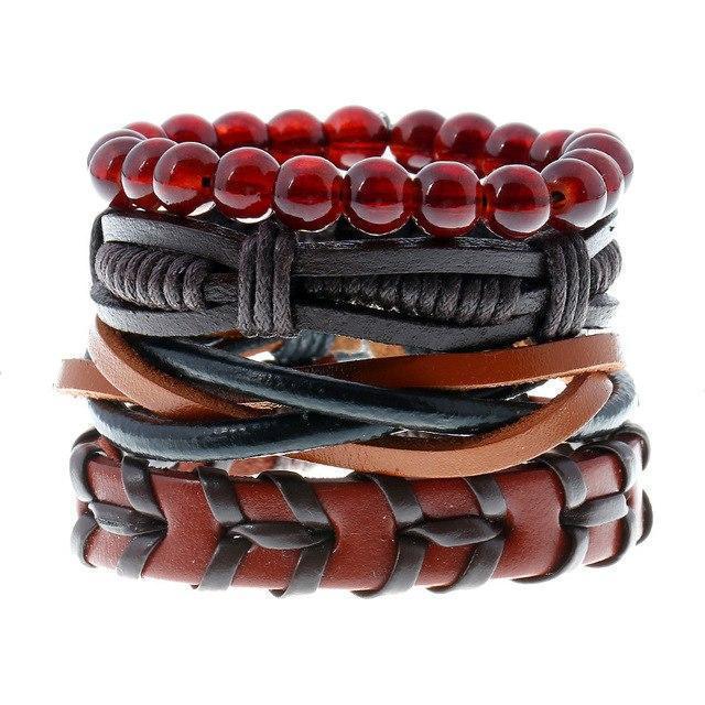 Retro Set Bracelet Diy Braided Rope Leather Bracelets