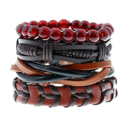 Retro Set Bracelet Diy Braided Rope Leather Bracelets