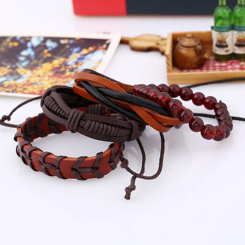 Retro Set Bracelet Diy Braided Rope Leather Bracelets