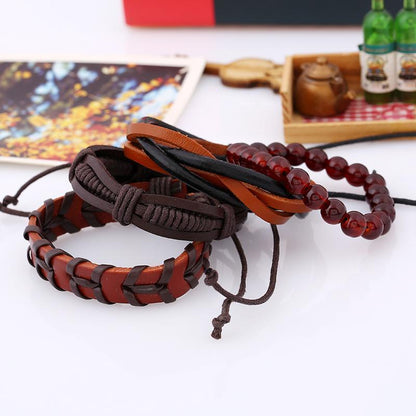 Retro Set Bracelet Diy Braided Rope Leather Bracelets