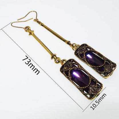 Long Blue Green Stone Dangle Women Bohemian Jewelry Antique Drop Earrings