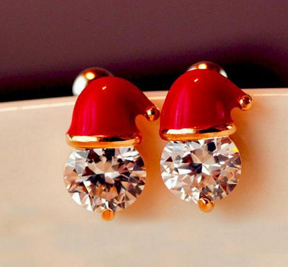 Christmas Alloy Snowman Hat Earrings In Gold Silver