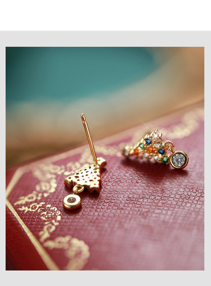 Christmas Tree Copper Zircon Fashion Earrings