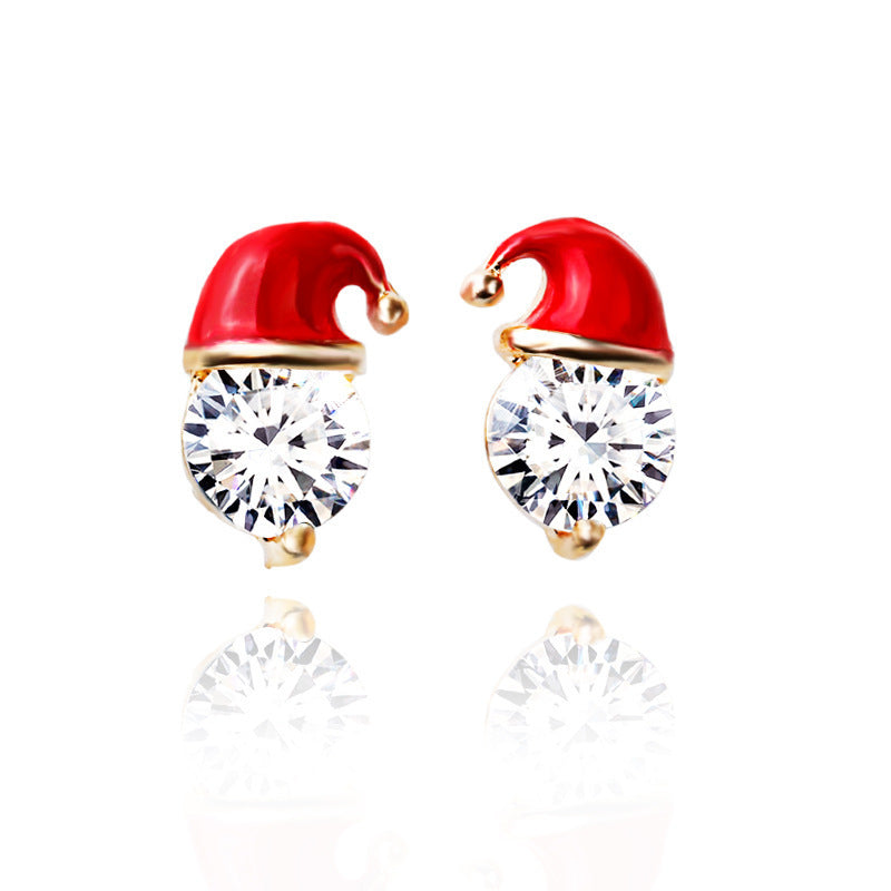 Christmas Alloy Snowman Hat Earrings In Gold Silver